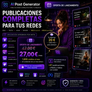 APG · AI Post Generator | Plan Mensual 1800 Créditos